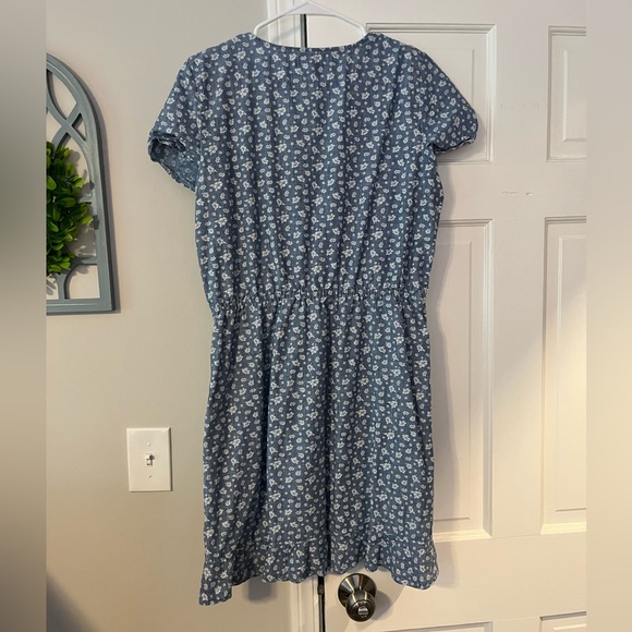 J. Crew Mercantile Chambray Ruffle Dress - Picture 2 of 3